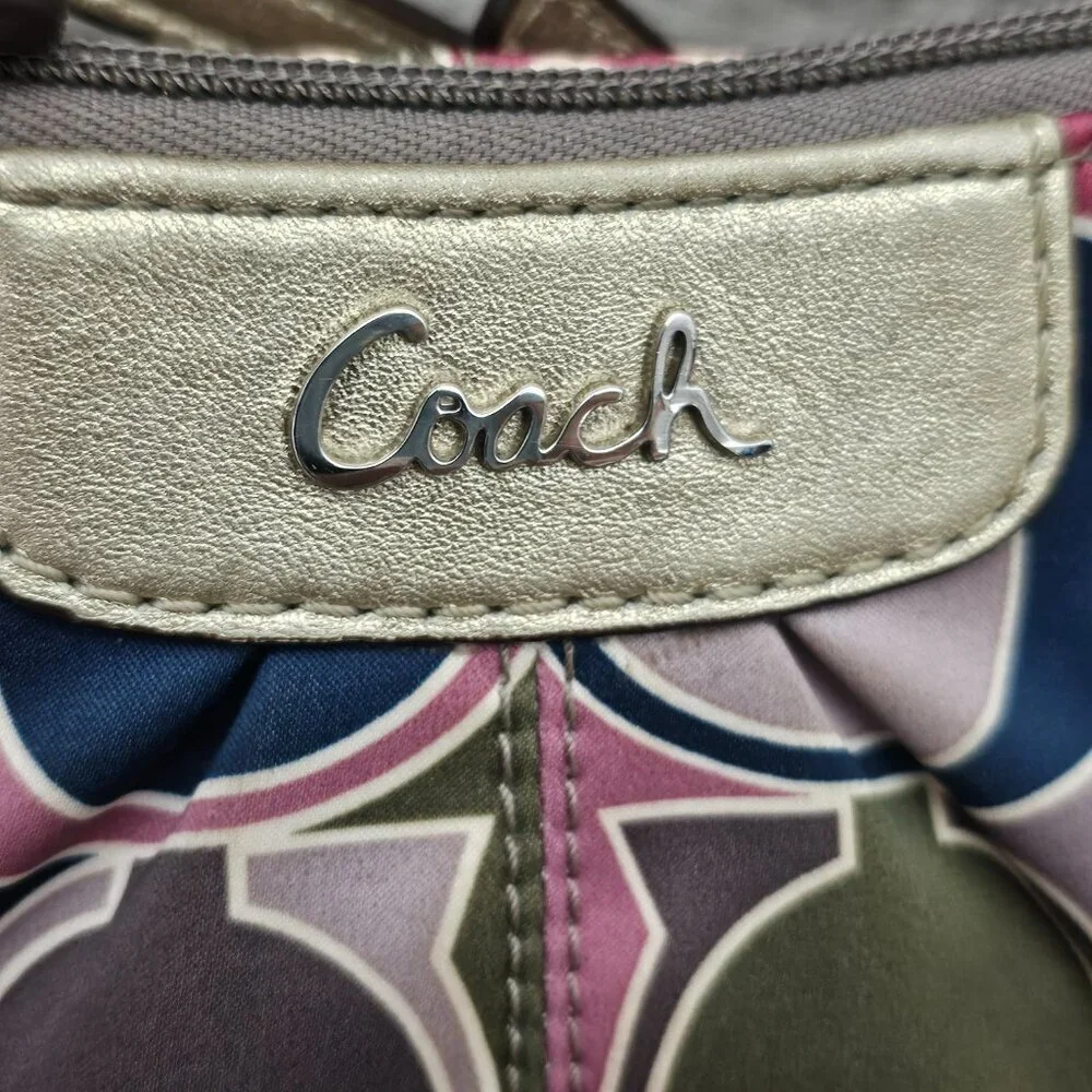 Coach Ashley Scarf Print Y2K Sateen Leather Trim Crossbody Shoulder Bag COA